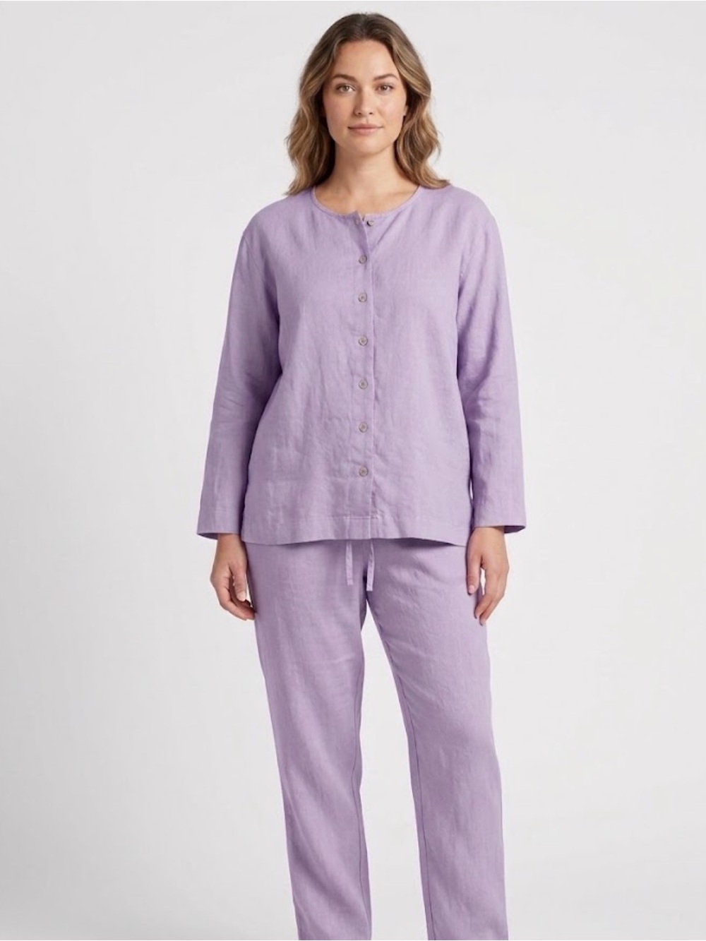 L L Bean 100% Linen Button Top and Pants Set Size XL